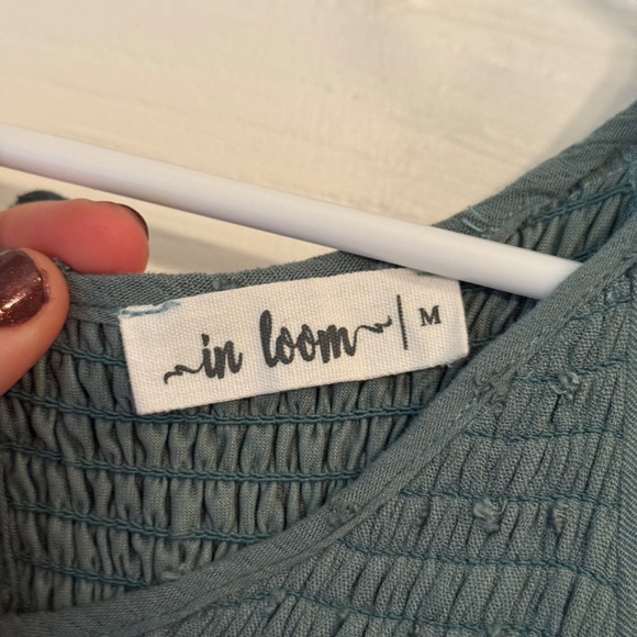 Bayley Smocked Dotted Maxi Dress | Dark Eucalyptus - M - Picture 3 of 4